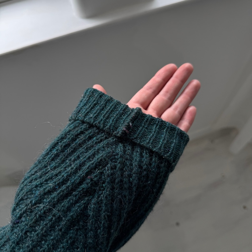 Vintage L.L.Bean Wool Alpaca Sweater Made in USA Chunky Knit Forest Green Mens L - Picture 13 of 16